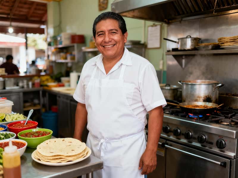 Dueño de negocio tranquilo